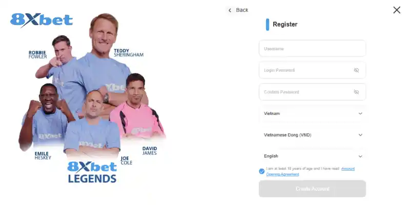 Link 8XBET: Hướng dẫn đăng ký, đăng nhập chi tiết 2 Chi tiết cách đăng ký vào nhà cái 8XBET